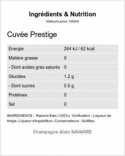 La Cuvée Prestige - Ingrédients et Nutrition 