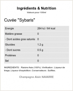 La Cuvée Sybaris - Ingrédients et Nutrition 